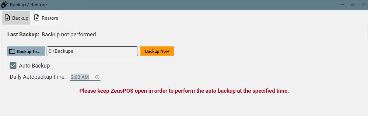 Backup database