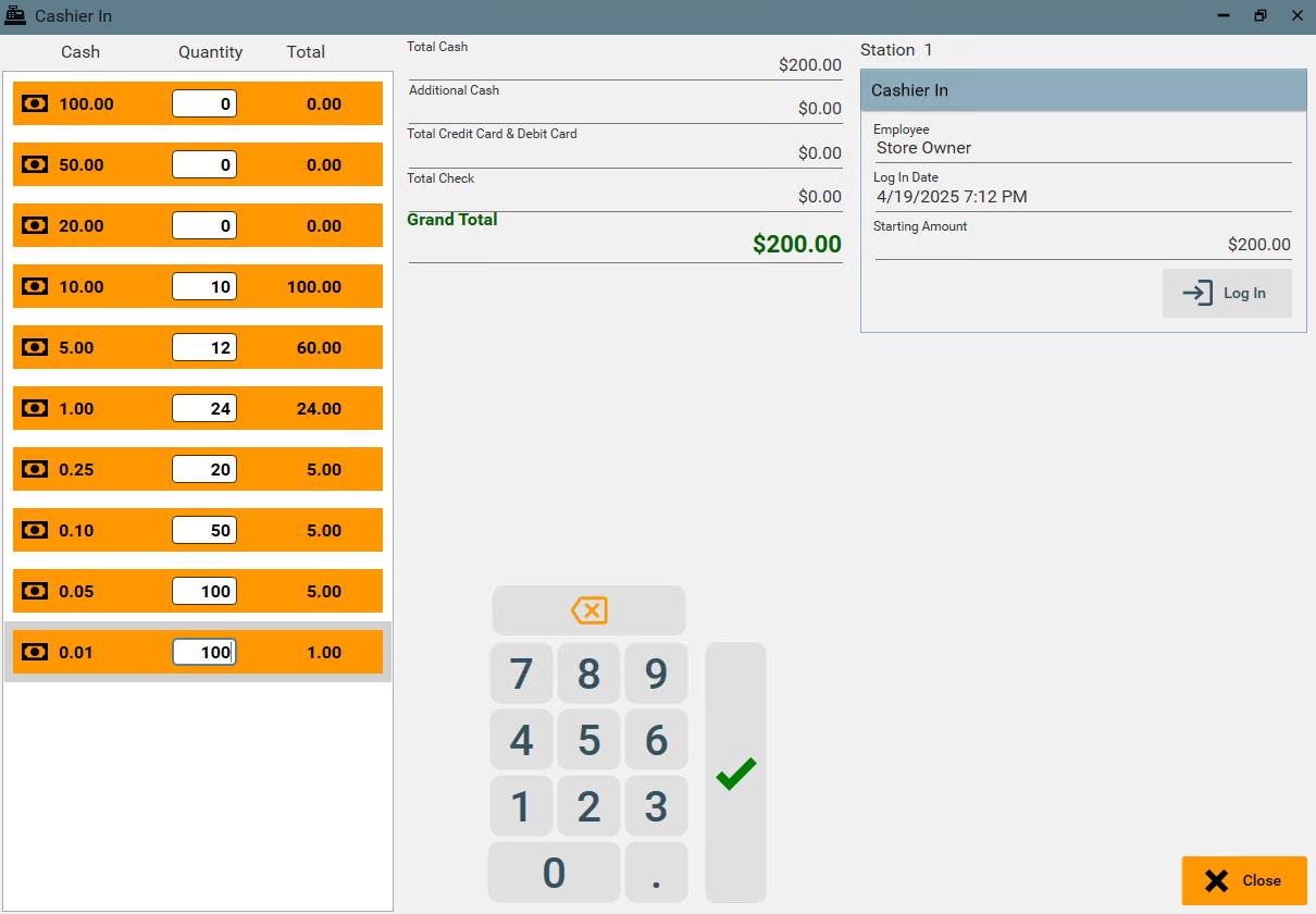 Cashier In Screen