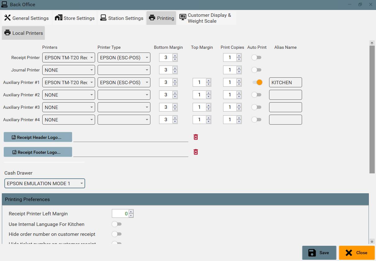 Item Setup Screen